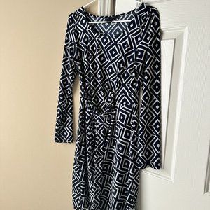 INC Geometric Black/White Casual Dress